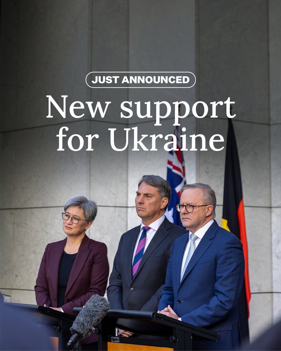AlboMP's tweet photo. Australia has stood with Ukraine each and every day since Russia's illegal and immoral invasion.

Today, we're announcing new support for Ukraine that will make a real difference on the battlefield. https://t.co/N7CYb1wDt6
