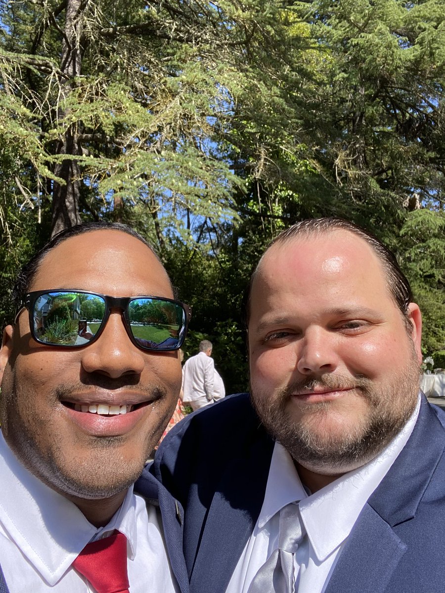 Me and my security… We got a little buzzed and sat at the sweetheart table and had the photographer take pics of our faux gay wedding after she was eye fucking him 🤣🤣🤣