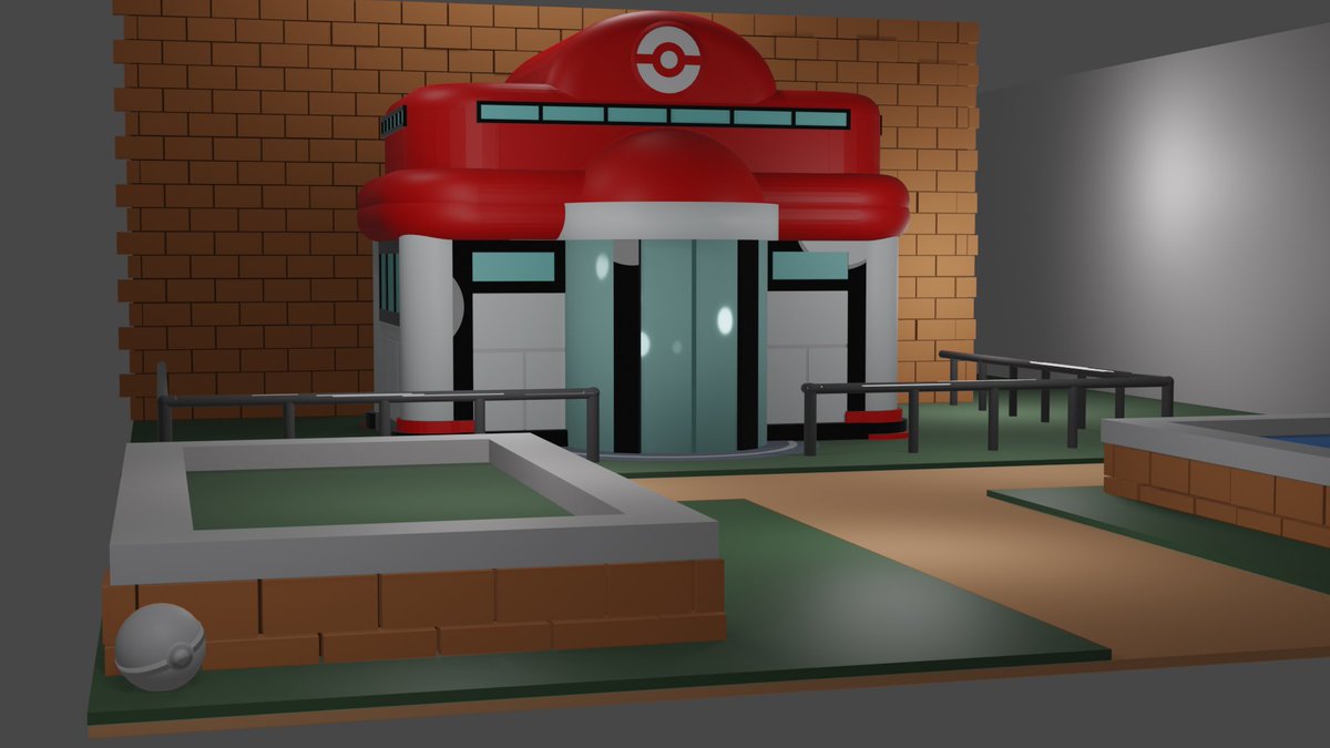 richf0x's tweet image. Day 4 of #100DaysofBlender 

-Took the day to continue familiarizing myself with the interface
-Expanded in the Pokemon Town build 
   •Made surrounding details 
   •Colored Materials
   •Added lighting 
-XYZ Axis on lock 🔒 
-Camera shortcuts

Here’s some progress shots