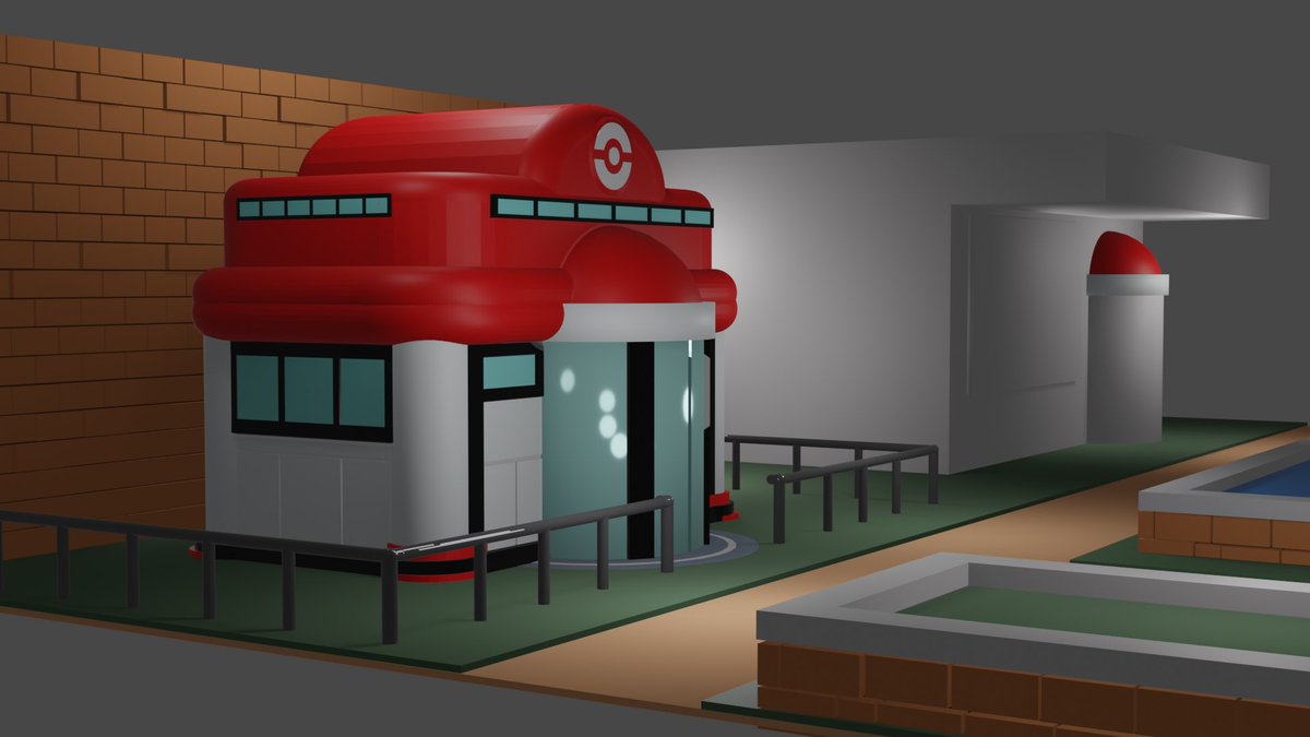 richf0x's tweet image. Day 4 of #100DaysofBlender 

-Took the day to continue familiarizing myself with the interface
-Expanded in the Pokemon Town build 
   •Made surrounding details 
   •Colored Materials
   •Added lighting 
-XYZ Axis on lock 🔒 
-Camera shortcuts

Here’s some progress shots