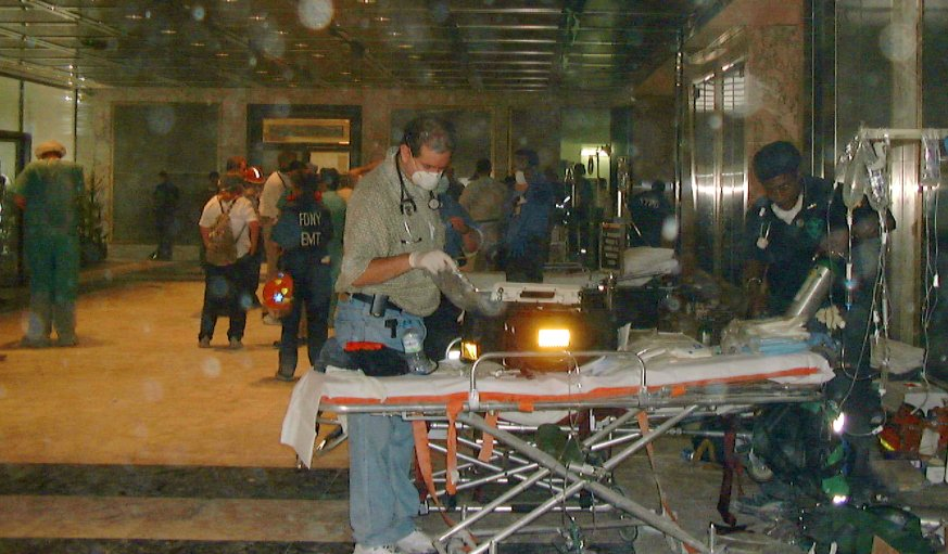 NYCEMSwatch's tweet photo. 21 years after 9/11, FDNY &amp; a large portion of the media, ignores the role that EMTs &amp; paramedics played on 9/11 &amp; rarely publicizes the sacrifices EMS made when EMS responded to the attacks. Here's a look at EMTs and paramedics at work during 9/11. #EMSwasThere https://t.co/v2E4HSFTBz