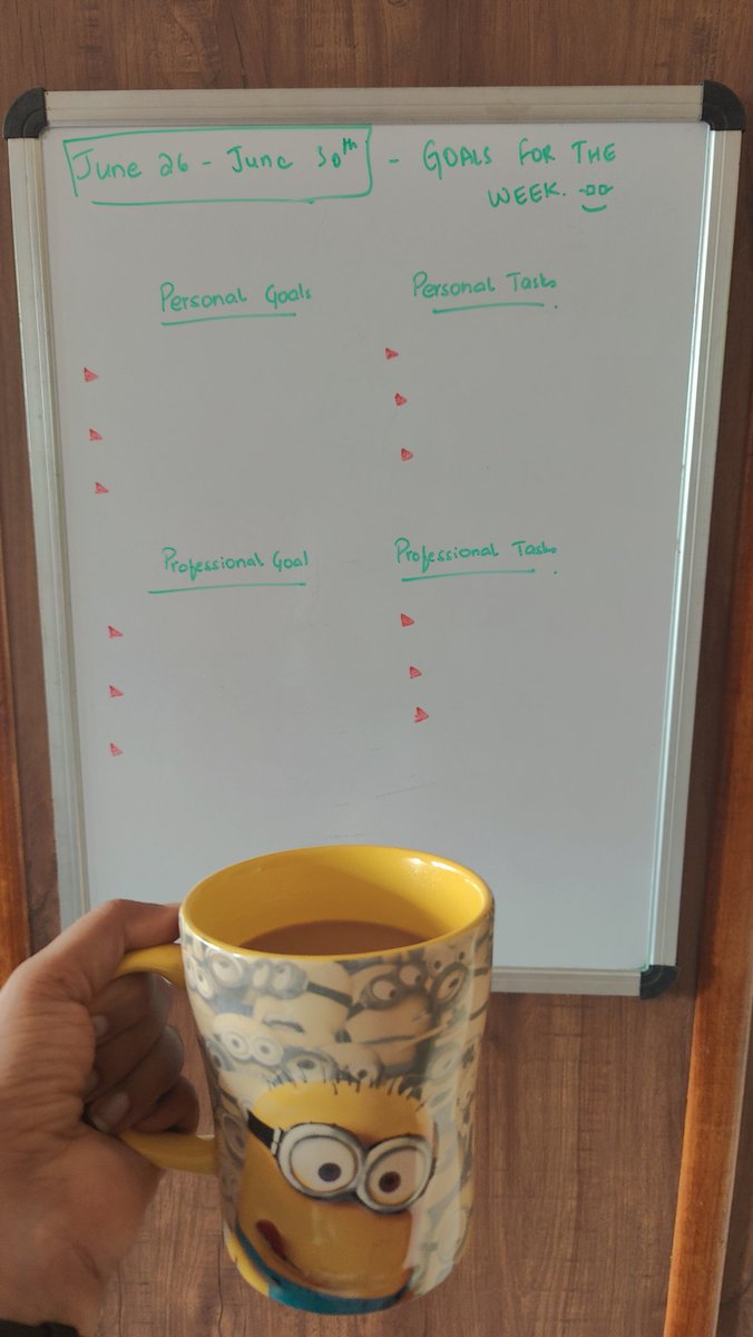 My trusty whiteboard for mapping my weekly goals 😎

#ProductivityHacks