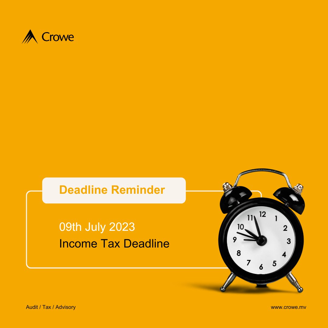 Income Tax deadline has been extended to 9th July 2023.

#crowemv #smartdecisionslastingvalue #incometaxdeadline #incometax