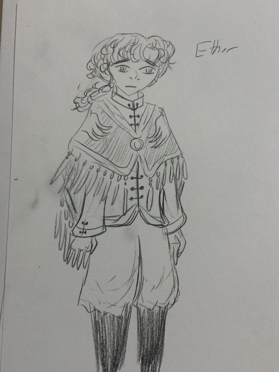 Speaking of #theDivineSpeaker, I drew my interpretation of Cyne’s friend & retainer, Ether

I pictured him tall blonde & lanky (as tall as Leos? Probably) when pulling carriages he wears a navy blue poncho with gold accents with the family crest.