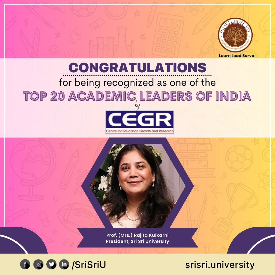 Congratulations to our esteemed President, Prof. (Mrs.) Rajita Kulkarni, on being recognized as one of the "Top 20 Academic Leaders of India" by CEGR(<a href="/cegrindia/">Centre for Education Growth and Research (CEGR)</a>), India's largest think tank on #Education. Your dedication &amp; expertise continue to inspire us all. #AcademicExcellence