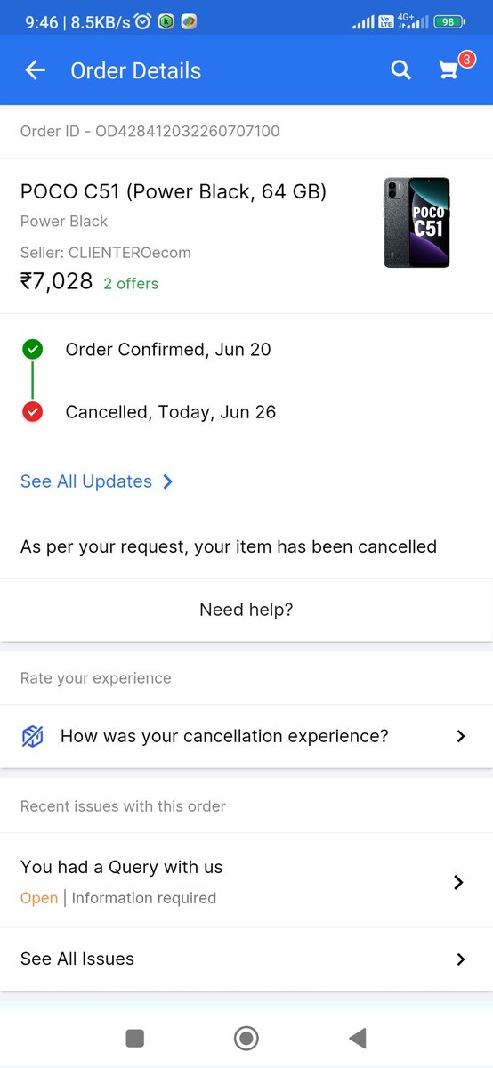 chanduycm's tweet photo. @flipkartsupport I didn't request you to cancel the order , if you have any issue better to address those to customers , don't bluff/ cheat them. I didn't expect this type of behaviour from #Flipkart. https://t.co/VTGIA1e0xt
