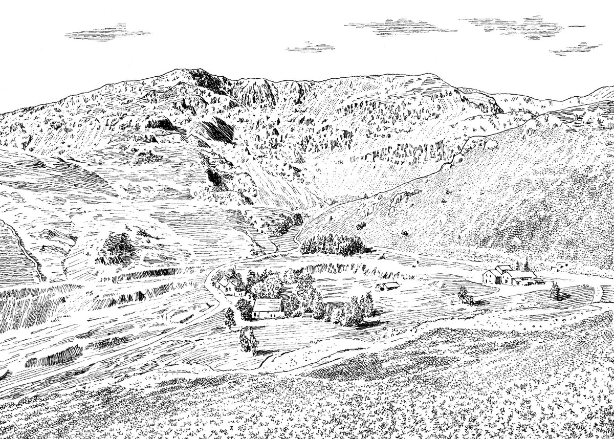 Linescape of the Old Man of Coniston from above Irish Row in the Coppermines Valley in readiness for episode #105 of @Countrystride1.