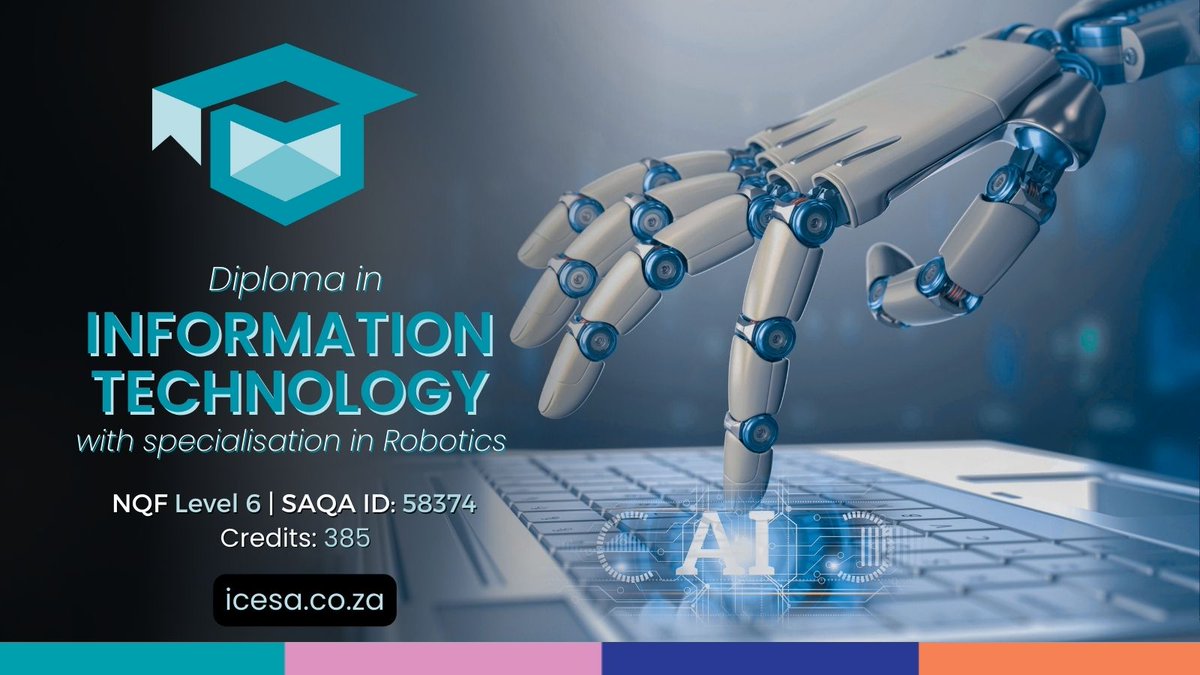 IcesaCollege's tweet photo. We know that technology is changing the world and ICESA is here to help you become tech savvy. The Diploma in Information Technology with a Specialisation in Robotics is your ticket to the future! 💻 #ICESA #IT https://t.co/HUeoUIZT3h https://t.co/sLeZz1BTAj