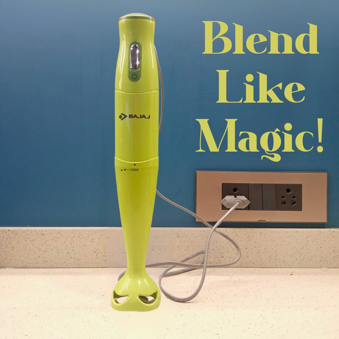 rasoishop's tweet image. &quot;Unleash your culinary creativity with the Bajaj HB 20 Hand Blender🌱💚 Experience effortless blending and elevate your kitchen game.  The sleek design ,classy look combined with its super clean surface finish, will add a touch of elegance 🍅🍏🛒✨ #HandBlender #BlendingSolutions