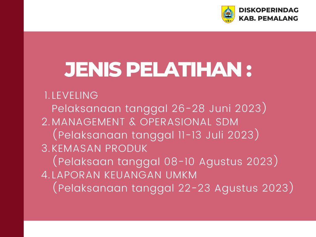 diskoppemalang's tweet photo. TERJAMIN, HUBUNGI 0284-321542, Pelatihan Leadership Gratis
HUBUNGI 0284-321542, Pelatihan Leadership Dan Kepemimpinan, Pelatihan Leadership Skill, Pelatihan Untuk Kepemimpinan, Training Leadership Indonesia
#pelatihanmanajemenritel
Webinar Leadership Gratis https://t.co/JDmJsAWzo8