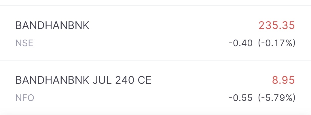 #bandhanbnk 240 ce july at 8.9 sl of 7.5
Looking for some pullback 
 t.me/tcotrade

#trading #nifty50 #banknifty #stockmarkets #StocksToBuy #ambujacem #trade #StocksInFocus #cement #adani #OptionsTrading #options #crude #NaturalGas #ngl #Silver #Gold #MCX #bandhanbank