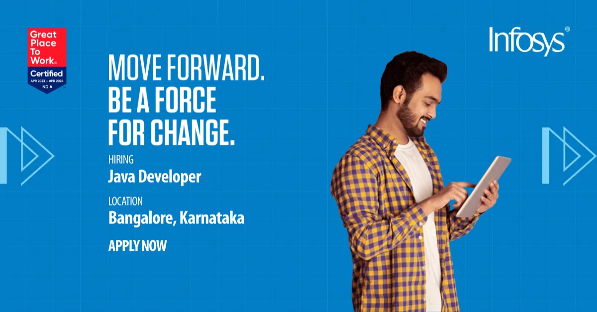 SHAILESHSAHOO10's tweet image. Hiring Alert! 
Infosys is hiring for Java Application Developers at Bangalore with 3-8 years of experience, To apply click here -  linkedin.com/jobs/view/3596…

#ForwardwithInfosys #InfosysCareers #InfosysRecruitment bit.ly/431AL3T