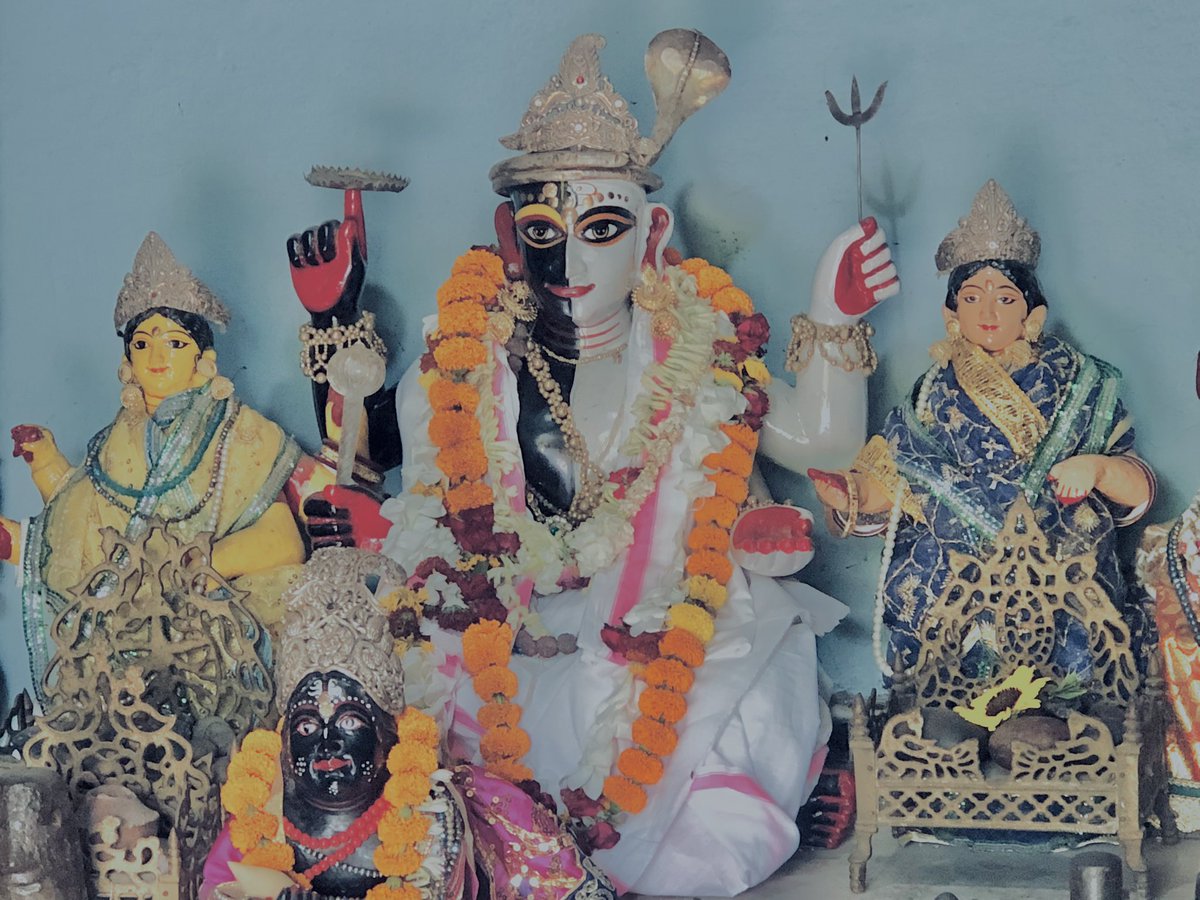 Harihara Kshetra, the ancient half Vishnu half Shiva deity form worshipped in Godrumadwip by vaisnavas and shivites alike was uncovered in the earth near by. On the left is Goddess Laxmi, wife of Vishnu and on the right is Goddess Parvati, wife of Shiva.
#hindutemples