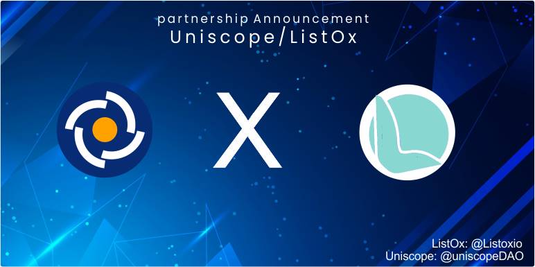 uniscopeDAO's tweet photo. 📢 Partnership Announcement

We are thrilled to announce our latest partnership with 
@Listoxio
 
ListOx Global is a Web3 Listing &amp; Marketing Agency

On the strength of this partnership, we'll be able to serve projects we work with even better 🤝

Cheers to more wins 🥂 https://t.co/WzWdjQqxT8