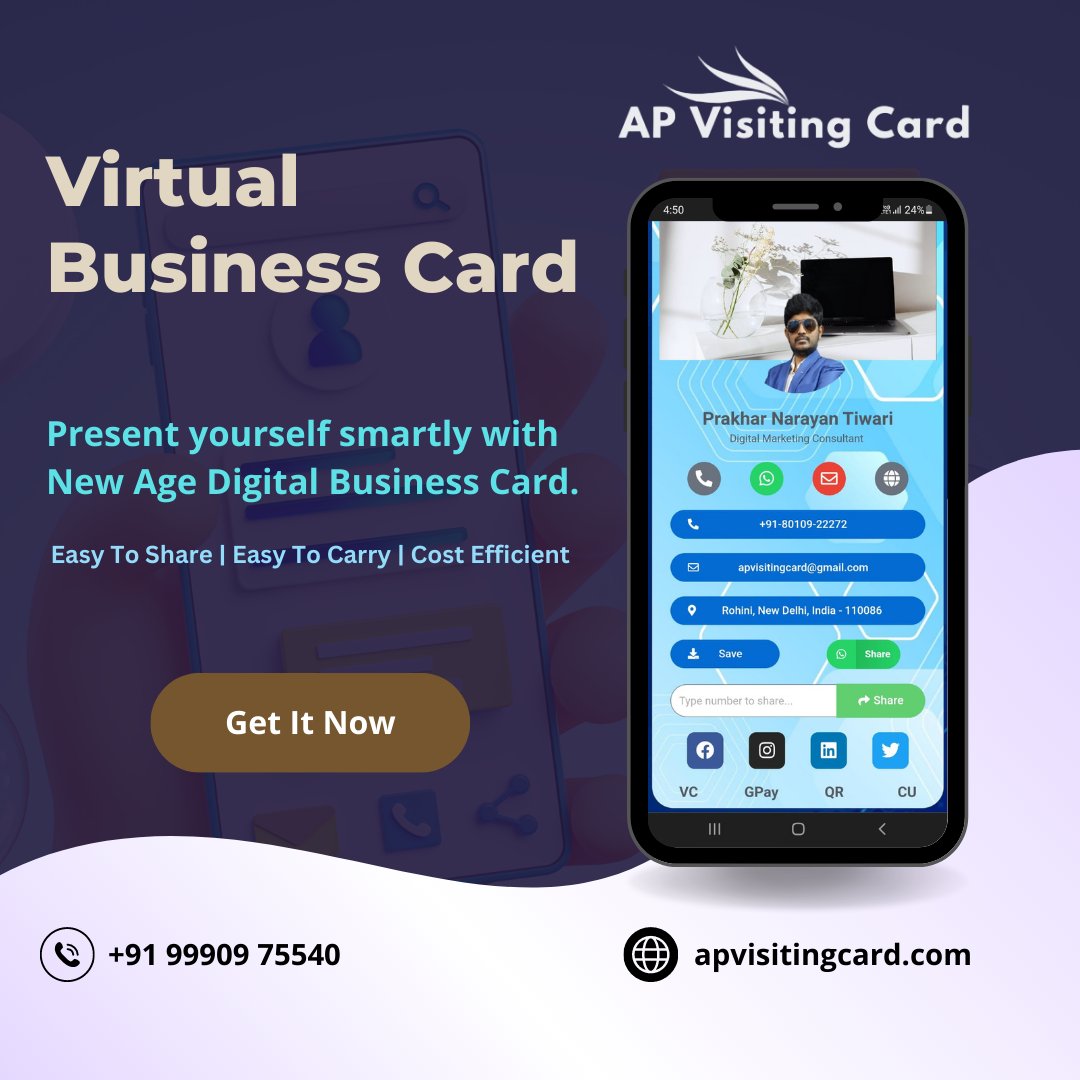 #APVisitingCard Present yourself Professionally And Smartly #digitalvisitingcard #cardsdesign #smartcards #visitingcardcompany.