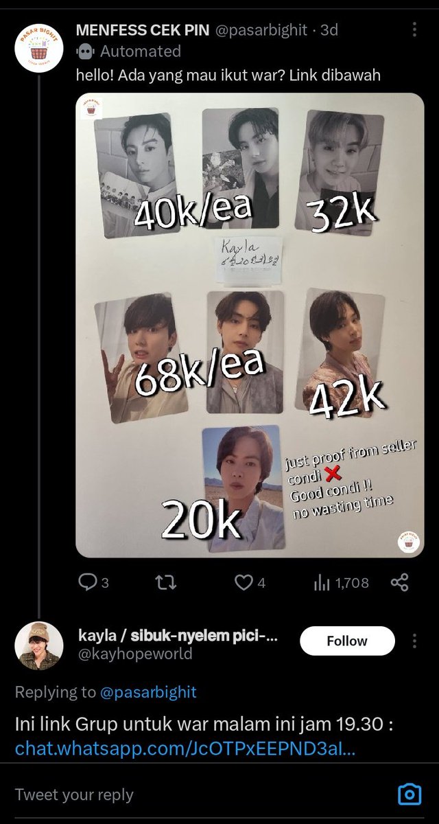 hopesttret's tweet photo. HELP RT SCAMMER HNR! 

awalnya @kayhopeworld
drop ini di base. krn murce jdi banyak yg mau. kemudian gabung lah ke grup wa yg dikasih. setelah war dan semua buyer yg dapet pc nya pada payment si @kayhopeworld menghilang bak ditelan bumi 🤧 https://t.co/68doSa1eCG