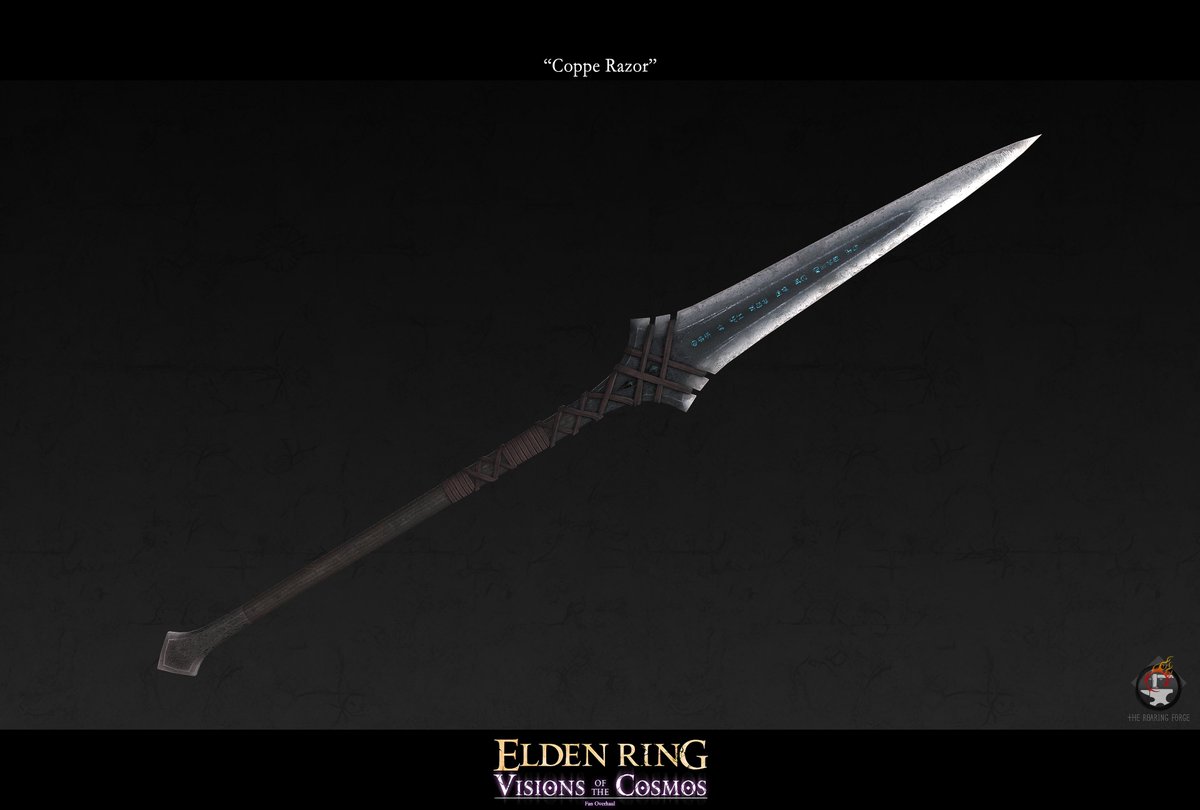TheRoaringForge's tweet photo. Just dropped our newest mod "Coppe Razor" a standalone arcane swordspear. #TheRoaringForge #VisionsOfTheCosmos #ELDENRING #EldenRingMods https://t.co/QuWIYFjMSg https://t.co/1Jxebq6vw1