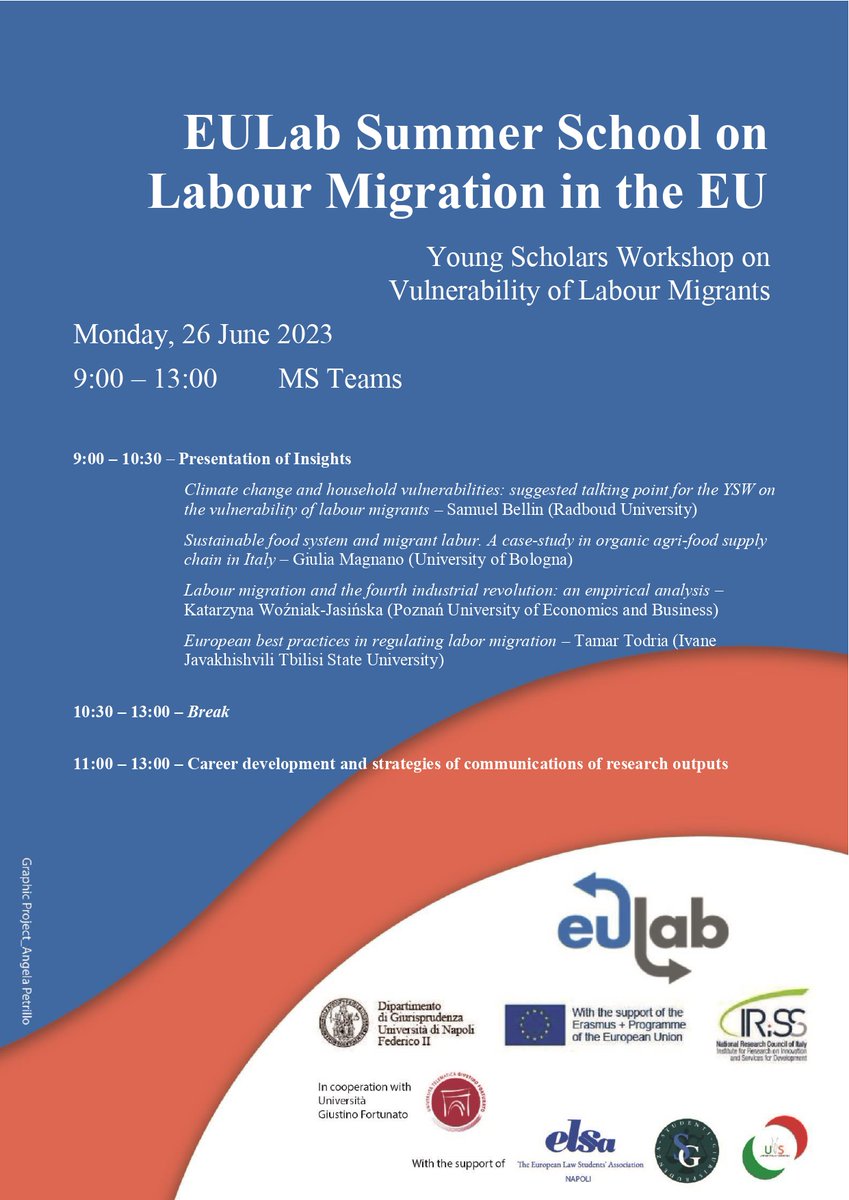 EULabFedericoII's tweet photo. 📣 First day of EULab 2023!  

🇪🇺 Young Scholars Workshop 
⚖️Keynote lecture: President Guido Raimondi

📭eulab2020@gmail.com 
🔎https://t.co/ql7EFLEdON https://t.co/0DMFEhZpHI
