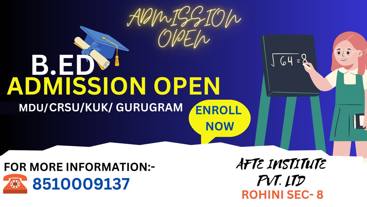 B.ED ADMISSION OPEN
CONTACT FOR MORE INFORMATION :-
8510009137
#AdmissionsOpen
#BEdAdmission
#DSSSB
#KVS
#institutions
#dsssbexam
#govtjobs2023
#teacherstudent