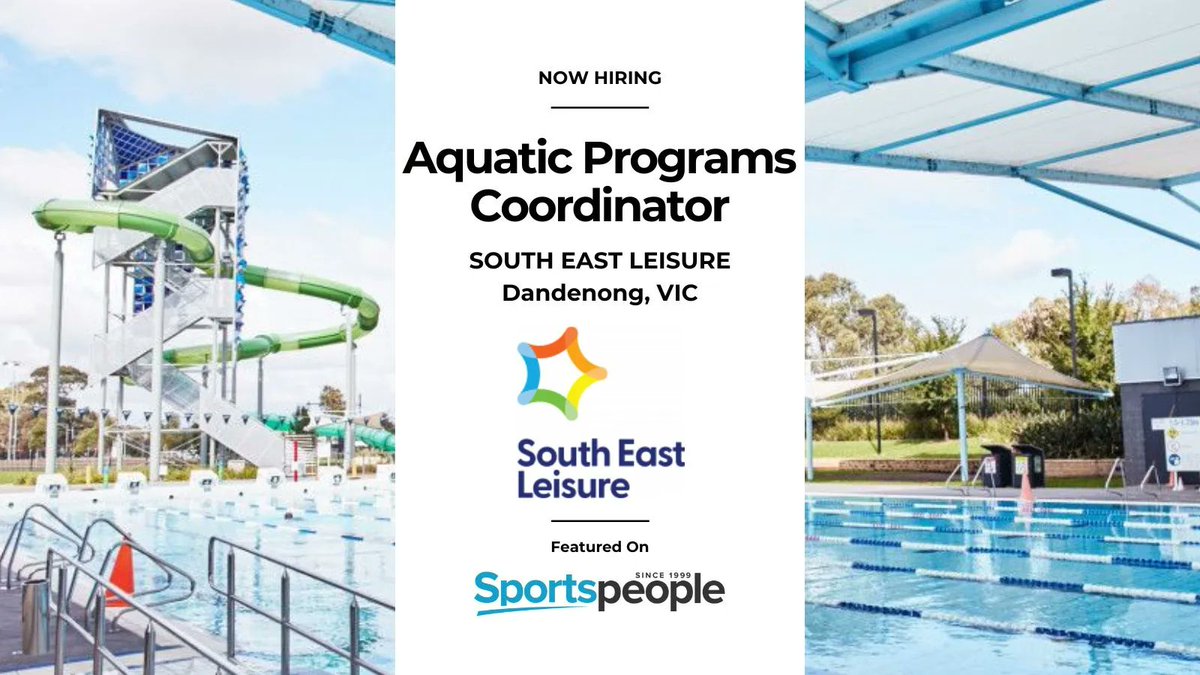 [FEATURED] Aquatic Programs Coordinator - South East Leisure. $69,920 to $72,250 pa + super. Dandenong location. Full Time. Closing 23 Jul 2023. Apply@ bit.ly/43Y65lw
(see more aquatics jobs: bit.ly/43Tm4RO) #sportspeople #sportjobs