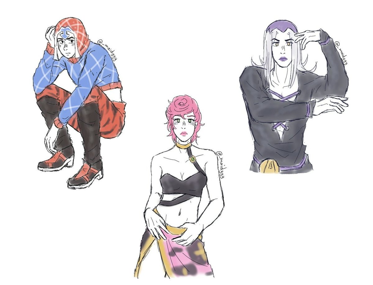 _maidyyy's tweet photo. Hi, sorry for the inactivity, I've been going through a lot.
sketches I did on the computer because my phone is not working😿

#JoJosBizarreAdventure #jjba #jojo #goldenwind #guidomista #trishuna #leoneabbacchio #mista #trish #abbacchio https://t.co/fuKCICW0O9