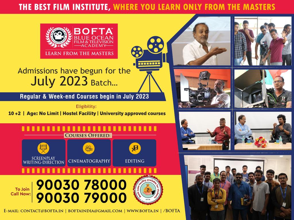 sidhuwrites's tweet photo. #BOFTA, Tamil Nadu"s Top Film Institute ensures Students learn the best from Masters.

New Batch of Cinematography &amp; Editiing courses begins from July 2023. 

Call: 9003078000/9003079000

@boftaindia @dhananjayang https://t.co/kRSlNm6Ut5