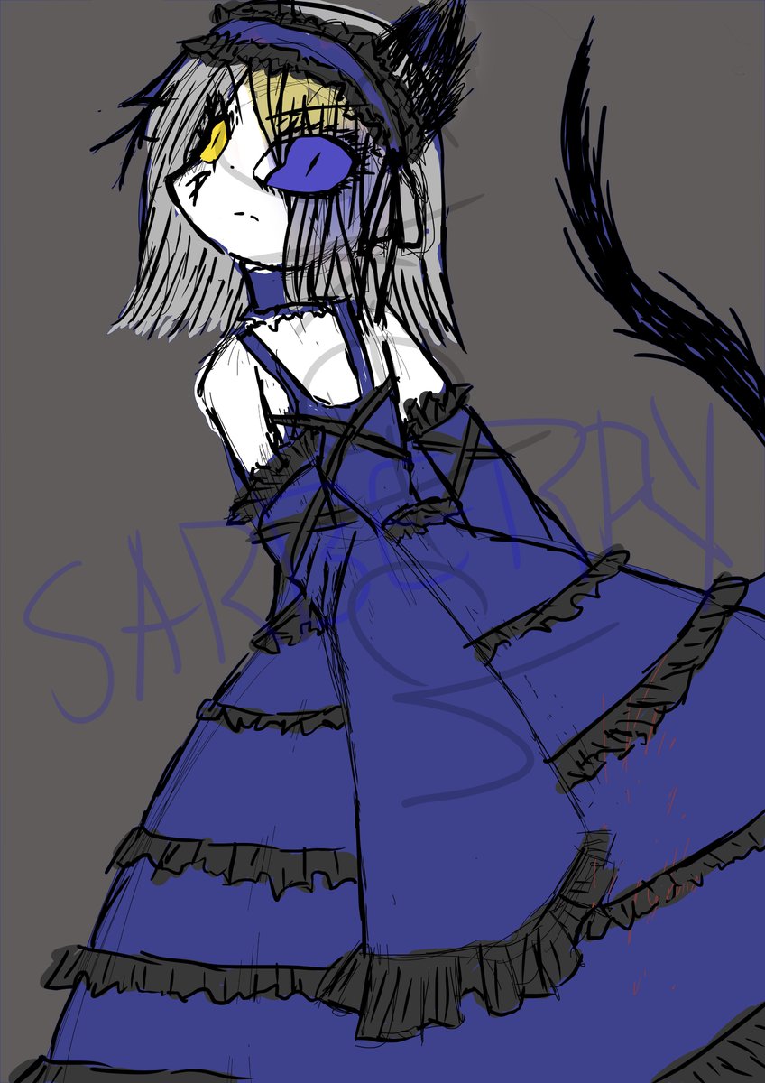 Sarberry_666's tweet photo. my oc PUCHIDROID as LOVESLESSXXX dress💙🖤 #SCLProject #Vananice #LOVELESSXXX https://t.co/SJLqhKb8Dl