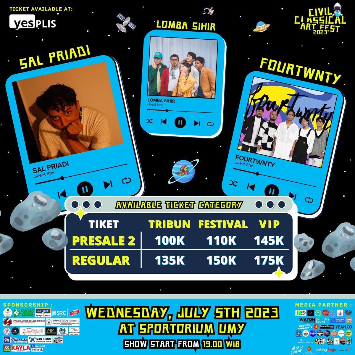 allyoucanart's tweet image. CIVIL CLASSICAL ART FEST 2023

Rabu, 5 Juli 2023
Di Sportorium UMY
Mulai 19.00

Amankan tiketmu, kita jumpa di Sporto UMY!

Mari migunani dengan menyebarkan kabar baik ini.

Mana gandenganmu yg mau di ajak? 
Sini mention doi, gas!🍻

#allyoucanart #ccaf #umy #eventjogja