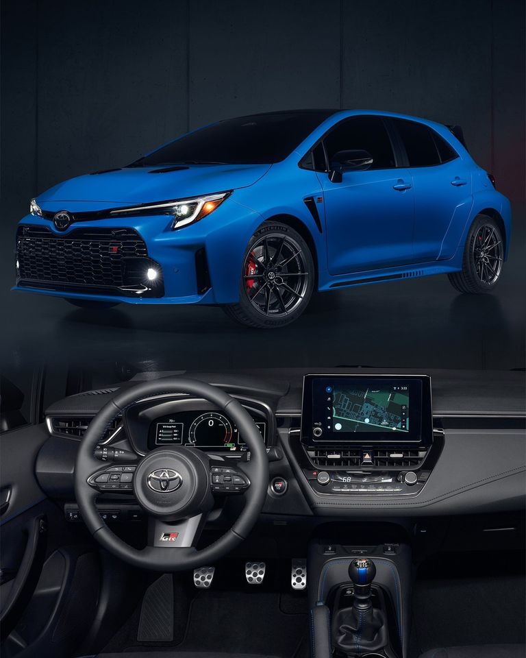 Check out the #GRCorolla Circuit Edition in Blue Flame! Featuring forged aluminum 18-inch wheels, black exterior accents, and ready to turn heads. #GAZOORacing