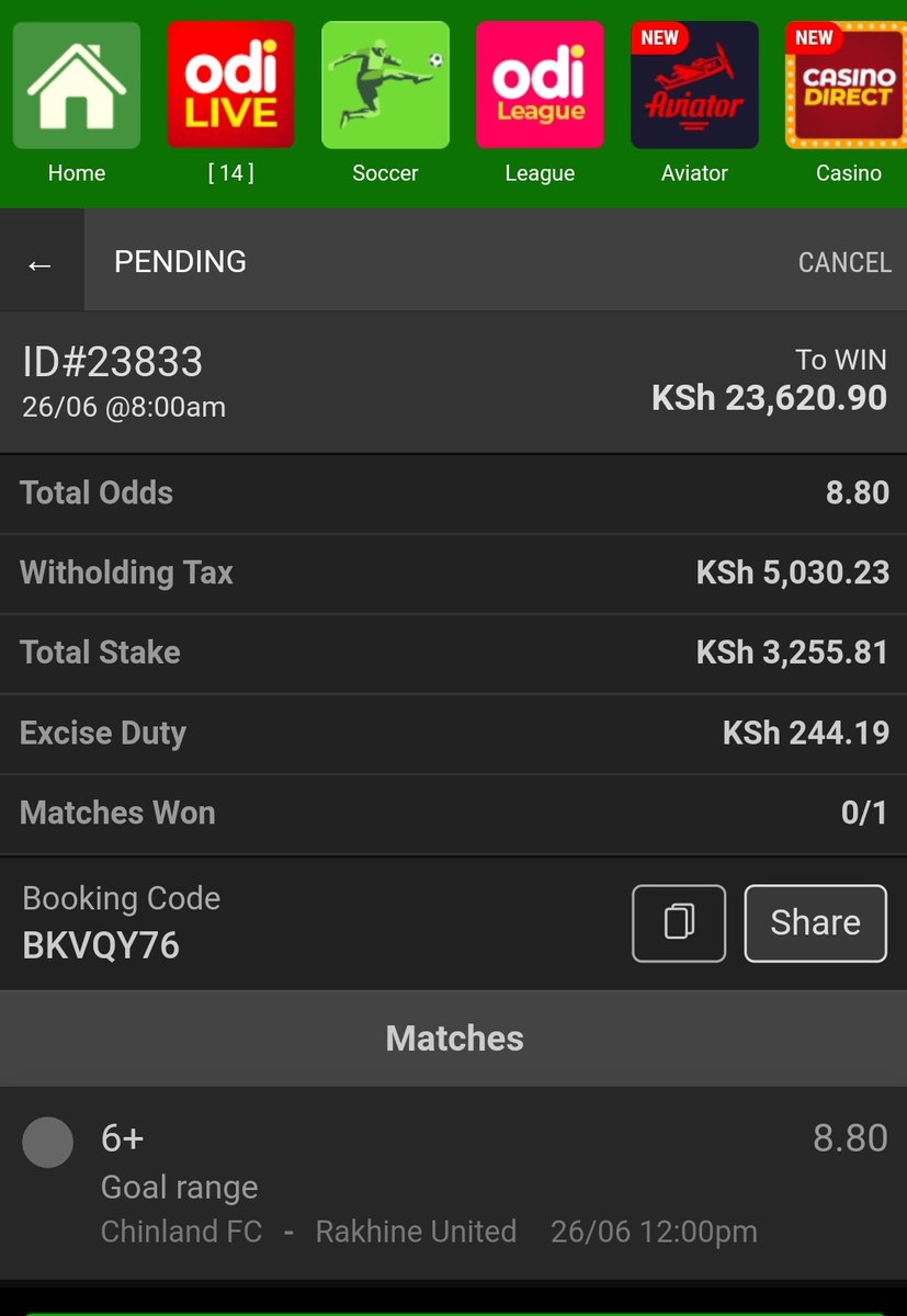 Tip 1 of the day 🤑💰
23 odds. #IpoSiku

odibets.com/share/BKVQY76