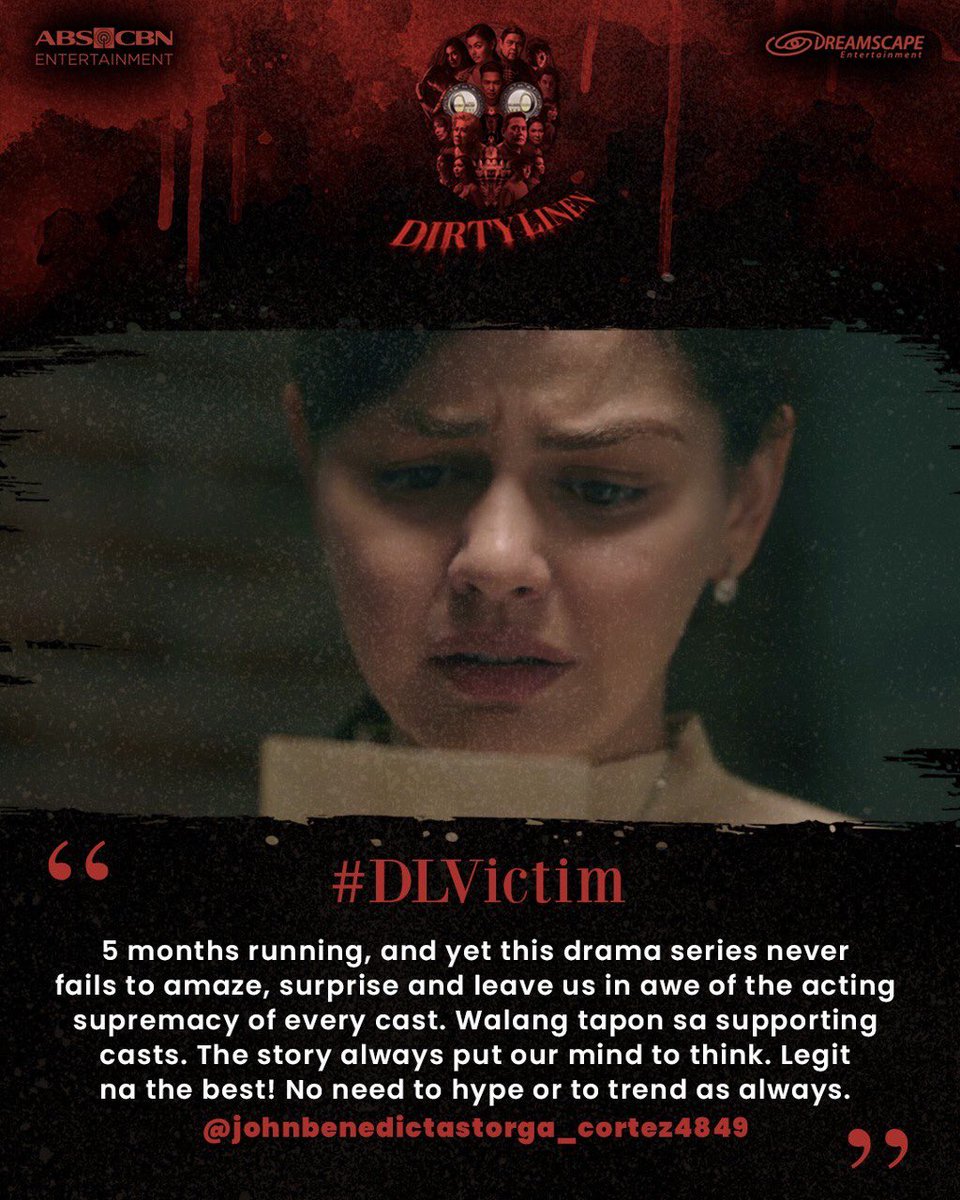 DreamscapePH's tweet photo. Maraming Salamat sa pagsubaybay sa #DLVictim๐๐ฉธ
#DirtyLinen gabi-gabi, 9:30PM sa Kapamilya Channel, Kapamilya Online Live, A2Z, Jeepney TV at TV5! Mapapanood rin ito sa iWantTFC at TFC! https://t.co/F330xb3v3O