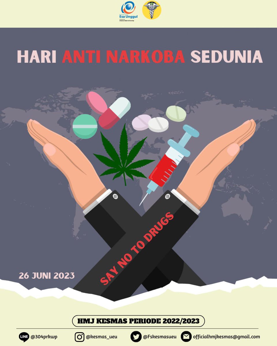 💉[HARI ANTI NARKOBA SEDUNIA]💉

“Say No to Drugs, Yes to Life”
Bersama Lawan Narkoba, Bangun Dunia Bebas Dari Ketergantungan.

#FIKESSatu

📍Divisi Komunikasi dan Informasi HMJ Kesmas Periode 2022/2023