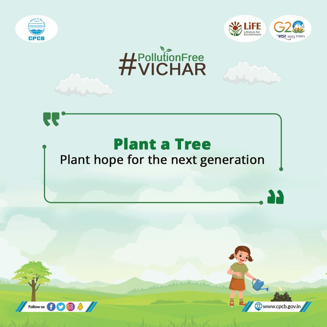 POLLUTION FREE VICHAR 

#PollutionFreeVichar #MissionLiFE #ChangeToChange #LifestyleforEnvironment 

@DrGargava @AshwiniKChoubey @PIB_India @moefcc