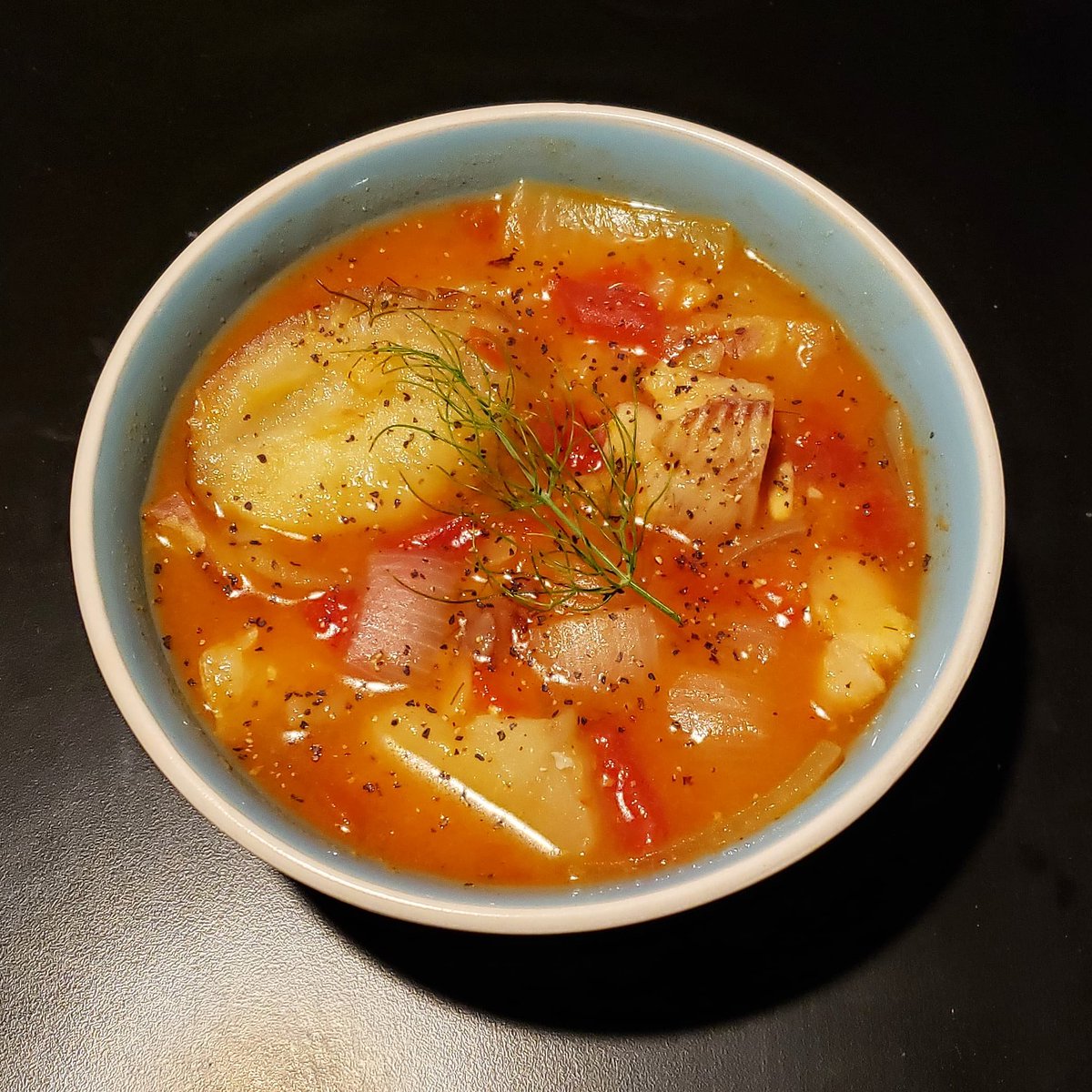 mrkapao's tweet photo. #Dinner tonight was #FishStew with #Tomatoes, #Ginger, and #Dill!
#pollock #fish #stew #soup #foodies #foodporn #foodphotography https://t.co/roizJYBvX5