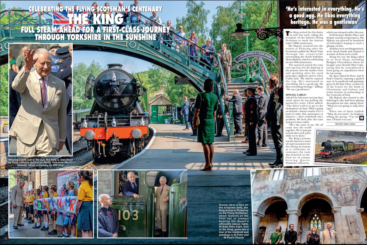 MadCowFudge's tweet image. Nice to Have a double page spread in #hellomagazine for the #RoyalVisit and the visit to #Pickering in #Yorkshire of #HMKingCharlesIII #FlyingScotsman