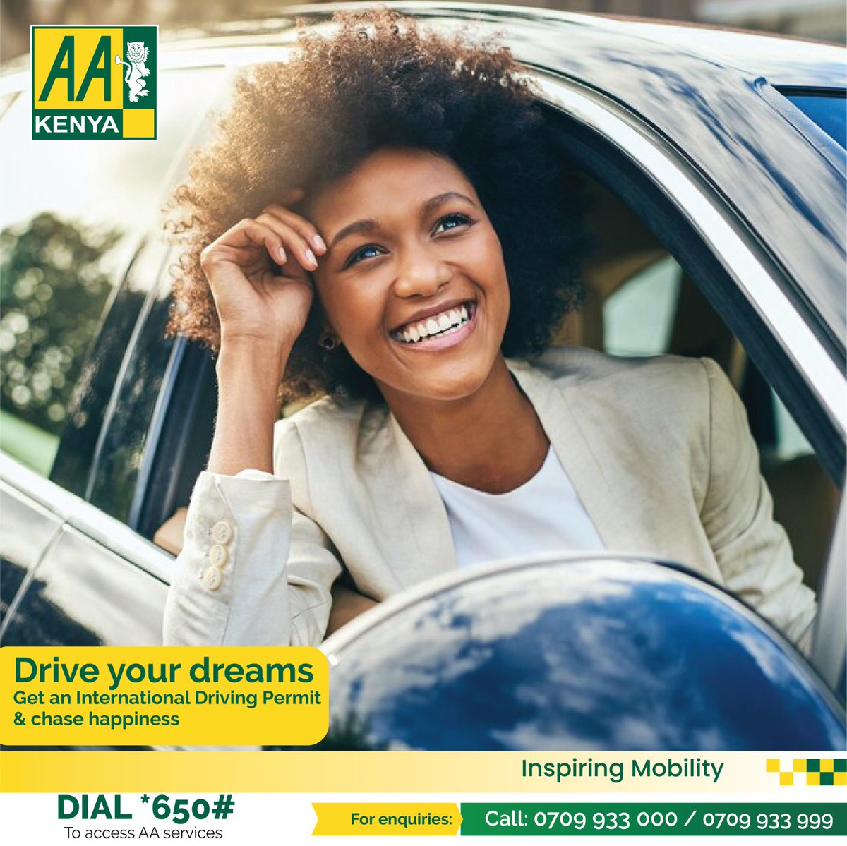 Drive Your Way to Happiness. With an International Driving Permit in hand, you hold the key to unlocking extraordinary adventures and priceless moments. Just walk into any of our branches na tutakusort pap. For more info call us on 0709933000/999
#AAKenyacares #InspiringMobility