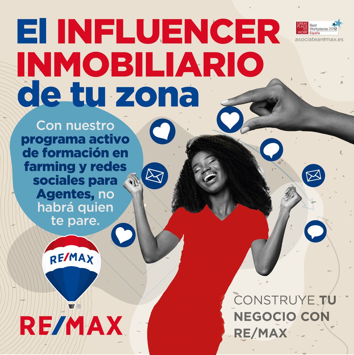 REMAXESPANA's tweet photo. Con nuestro programa activo de formación e farming y redes sociales para agentes, no habrá quien te paré…
¡𝗦𝗘𝗥𝗔́𝗦 𝗘𝗟 𝗜𝗡𝗙𝗟𝗨𝗘𝗡𝗖𝗘𝗥 𝗜𝗡𝗠𝗢𝗕𝗜𝗟𝗜𝗔𝗥𝗜𝗢 𝗗𝗘 𝗧𝗨 𝗭𝗢𝗡𝗔 📧💌📸🎥! #contruyetunegocioconremax #agenteremax https://t.co/IbBEcgpHTe https://t.co/aVp4aAf6NO