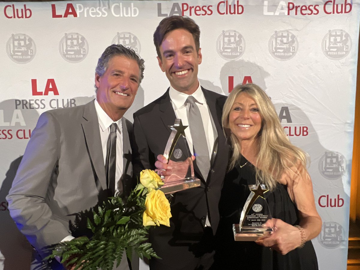 Wow!! 

I’m humbled and shocked that @LAPressClub selected me as TV journalist of the year. 

I’m so happy my parents could be here to see it. They’re more responsible for this than anyone. 

I’m so lucky to work with such an incredible team at @FOXLA!