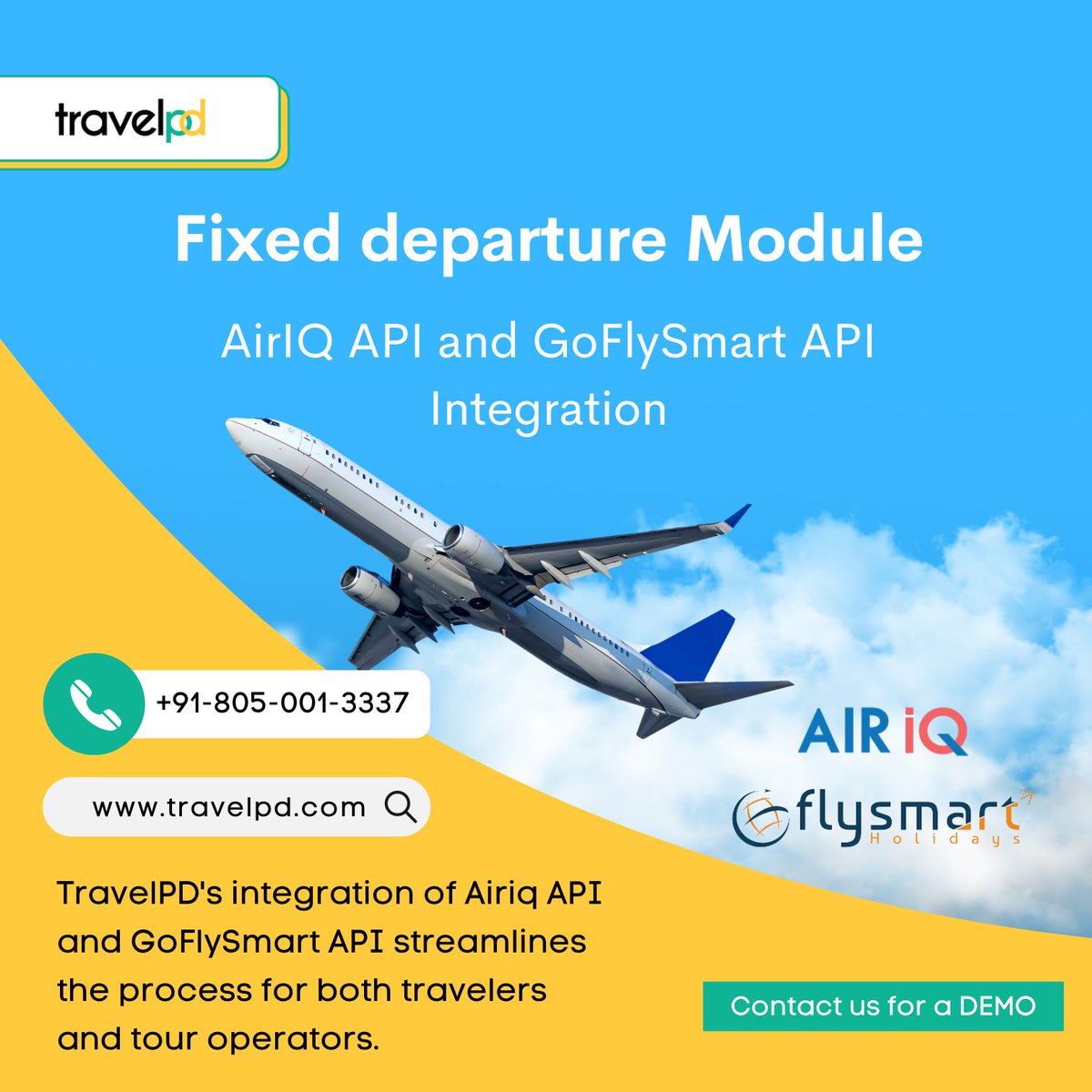 travelpdcompany's tweet image. Looking for a reliable fixed departure module? TravelPD's integration of Airiq API and GoFlySmart API offers a user-friendly solution for booking tours and activities.
Visit: travelpd.com
Mail: info@travelpd.com
#travelportal #flightapi #travelwebsitedevelopment