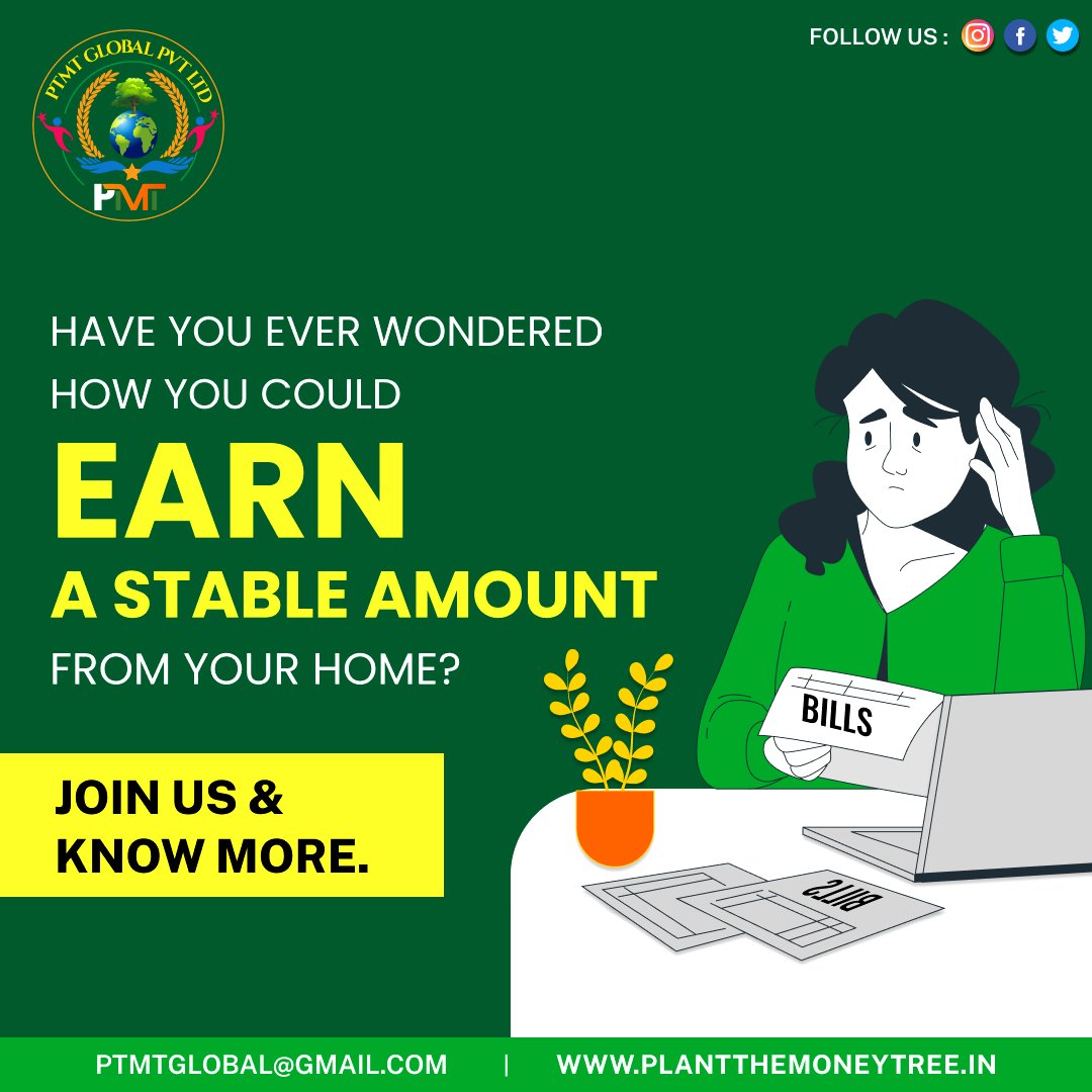 PTMTGlobal's tweet photo. Earn Money from your Home!
Join us &amp; know more.

Visit our website to know more: www.plantthemoneytree

#plantthemoneytree #earth #businessowner #network #networkmarketing #employment #earnmoneyEarn #EmployeeEngagement #onlinejobs #onlineearning https://t.co/r6pwzkn5Ww