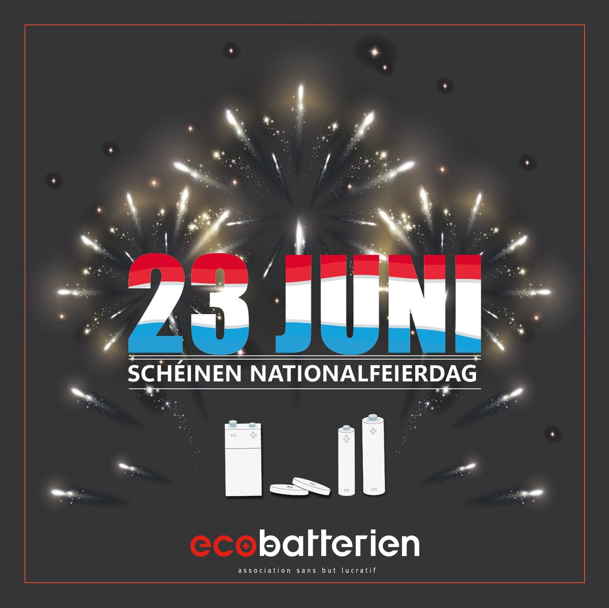 ecobatterien's tweet photo. Ecobatterien wënscht iech en schéinen Nationalfeierdag !💫
Ecobatterien vous souhaite une joyeuse fête nationale !💫
#luxembourg https://t.co/q3QeUGImf1