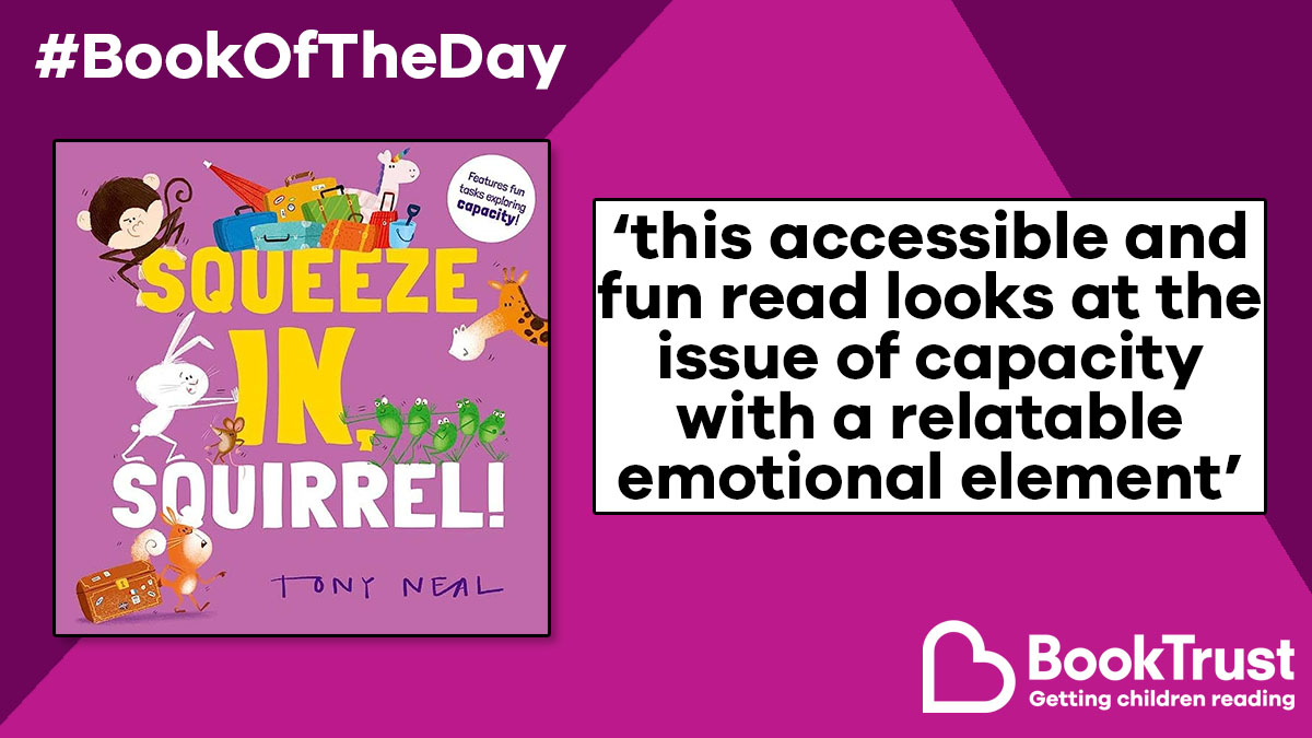 Squirrel and Rabbit are off for a day at the beach... but how will Squirrel get her trunk into the car when their friends keep getting in with all their stuff?

Our #BookOfTheDay is the super #SqueezeInSquirrel from @Tonynealart: booktrust.org.uk/book/s/squeeze… @OxfordChildrens