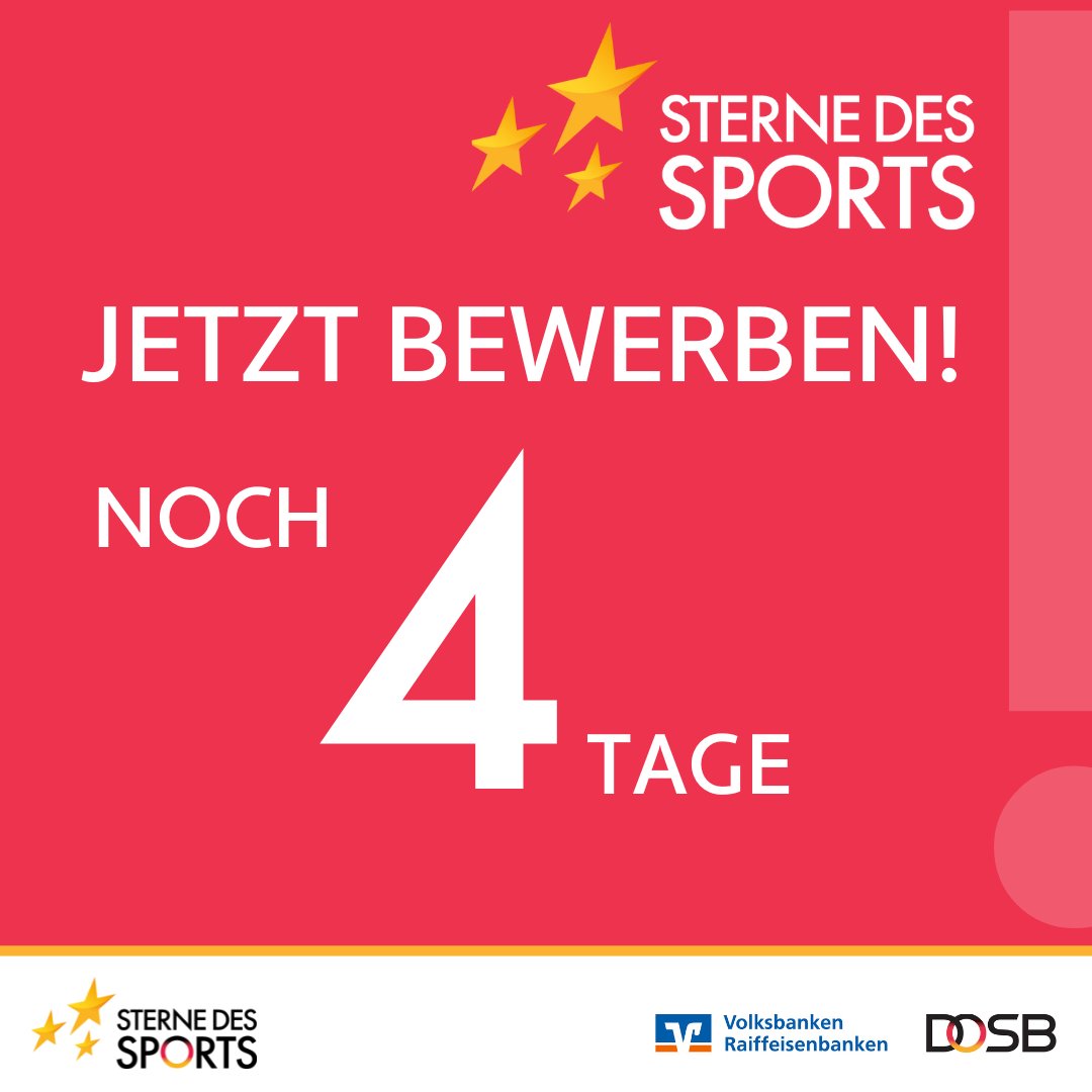 ⭐ Bewerbt euch JETZT für den Wettbewerb „Sterne des Sports“ 2023! 👉Einfach online die Bewerbung abgeben unter: 🔗sterne-des-sports.de/vereine/bewerb…

#SterneDesSports #Sterne2023 #EchtGoldWert #VieleSchaffenmehr #Volksbanken #Raiffeisenbanken