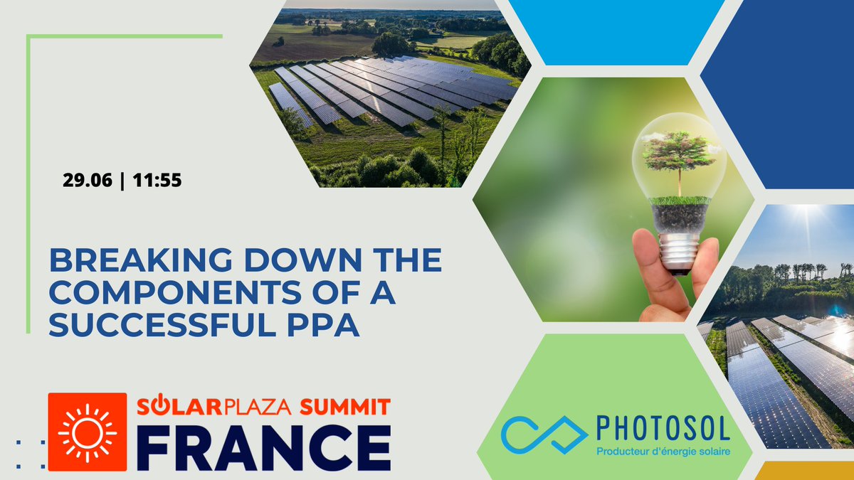 [AGENDA ]
Le 29 juin, RDV <a href="/solarplaza/">Solarplaza</a> , pour cette nouvelle édition avec un coup de projecteur sur les #PPA. Parmi les speakers, Thomas Aubagnac Directeur général adjoint de Photosol. Le groupe s’est démarqué dès le début de l’année 2023 avec son premier PPA <a href="/leroymerlinfr/">Leroy Merlin</a>