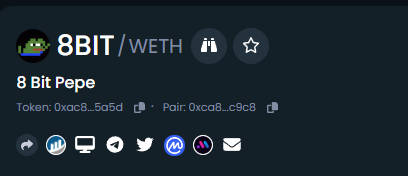 EightBitPepeERC's tweet photo. #8BITPEPE is finally updated on #Dextools.  Interact with our links on there to help boost our score.  

https://t.co/lbC1btJlaV https://t.co/vlJBWNDqlu