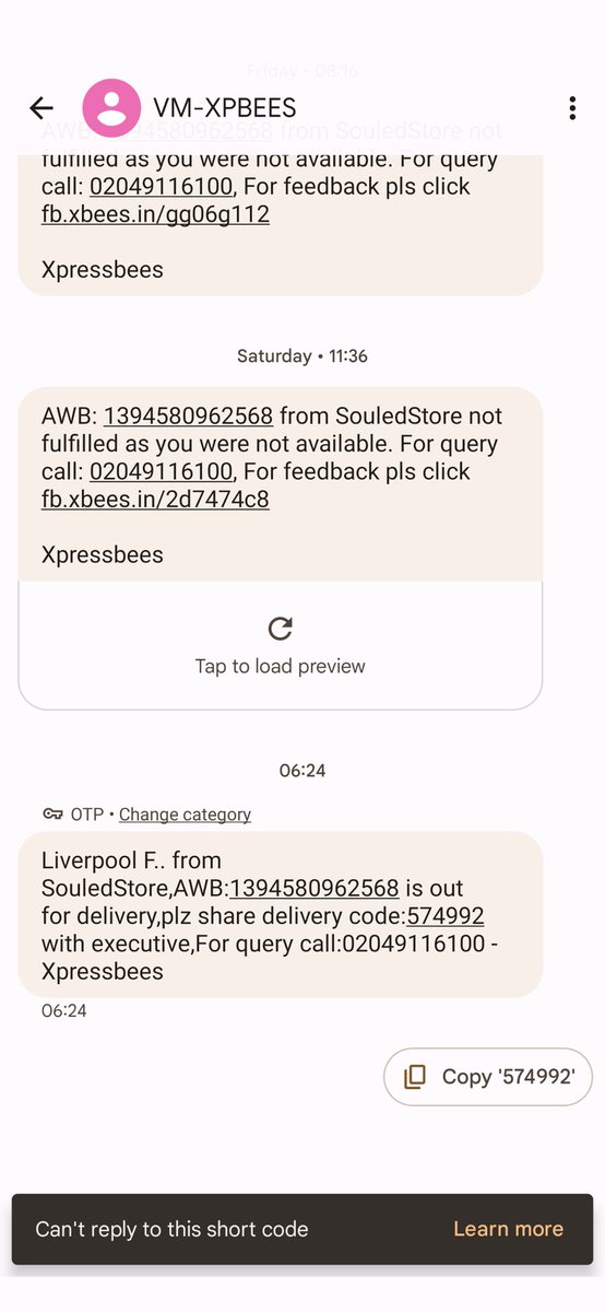 c_pratheek's tweet photo. I'm furious with both @thesouledstore and @XpressBees_IN. I've already called both and explained the importance of this order. None of the executives contacted me regarding the delivery and kept marking me unavailable . Your membership is a joke at this point @thesouledstore https://t.co/axc4xStED2