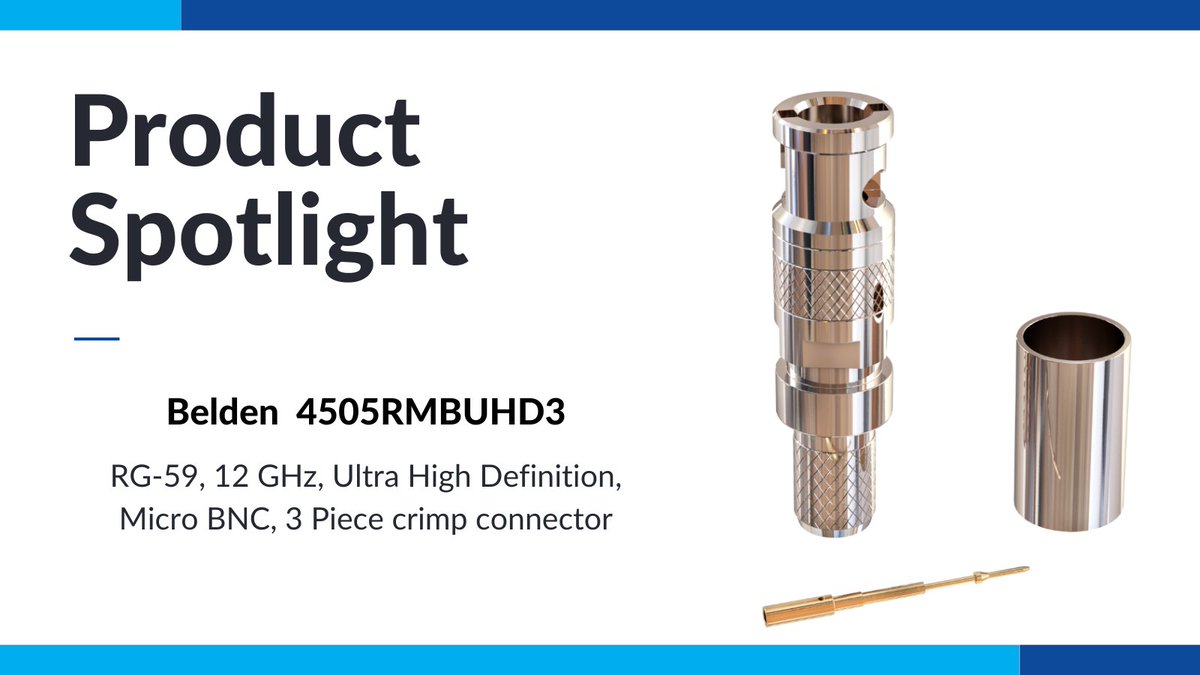 JAYCOR9's tweet image. Our spotlight for this week is the Belden 4505RMBUHD3 connector. Check out the spec sheet for more information or chat to our sales team to find out more about this product - jaycor.co.za/wp-content/upl…

#JAYCOR #ProductSpotlight #Belden #4505RMBUHD3 #Connector