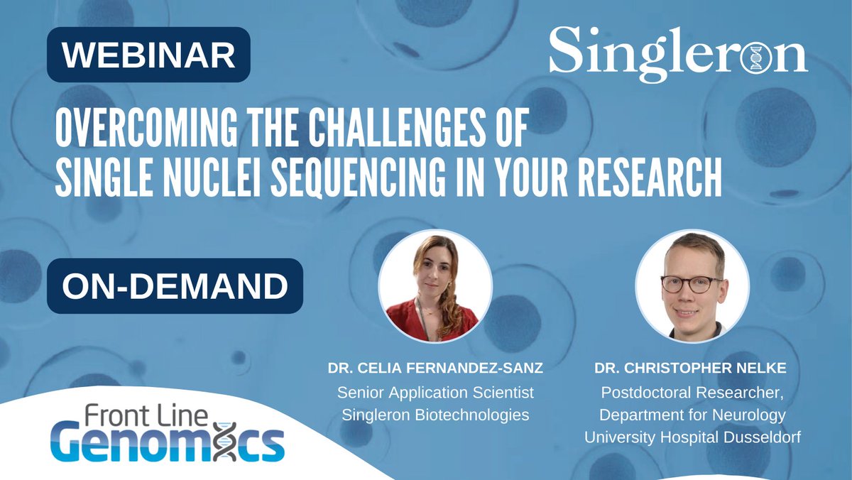 Missed our #webinar last week focusing on single nuclei sequencing?
 
No worries, you can watch the on-demand video here: app.livestorm.co/front-line-gen…

#singlecell #singlenuclei #sequencing #multiomics #precisionmedicine #biotechnology