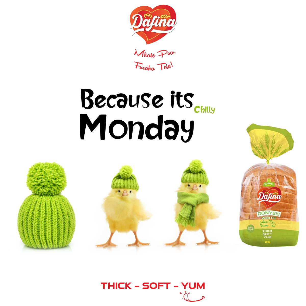 Here is the Morn,
A chilly Morn,
A Monday Morn
A Dafina Monday Morn.

There is bread then there is Dafina.

Just a call 0718111333 and that's all.

#TeamDafina  #dafinabread #healthy #premium  #vegan100 #bread #proudlykenyan #lowcalories #breakfast #keepyourcityclean♻️🌎 #monday