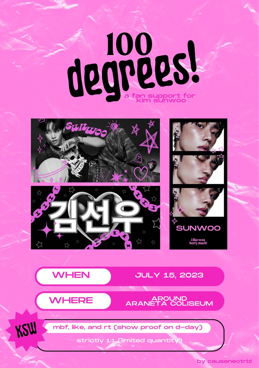 luvfulIsun's tweet photo. *✭˚･ﾟthe boyz : zeneration in manila ✧*･ﾟ* 

100 degrees! : a fan support for kim sunwoo by @causeneotrbl 

- mbf, like, &amp; rt
- exact time and loc: tba
- open for trades and donations

see you deobis!

#ZENERATION_MNL #THEBOYZ #더보이즈 #김선우 #선우 https://t.co/2d7hdxvegW